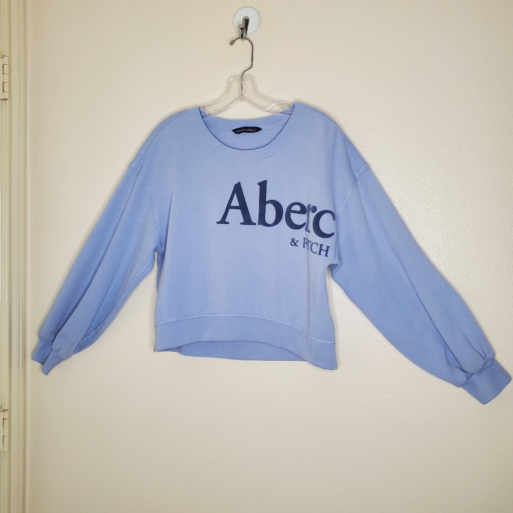 Abercrombie & Fitch Women's Cropped Sweatshirt Crew Neck Size Small Blue